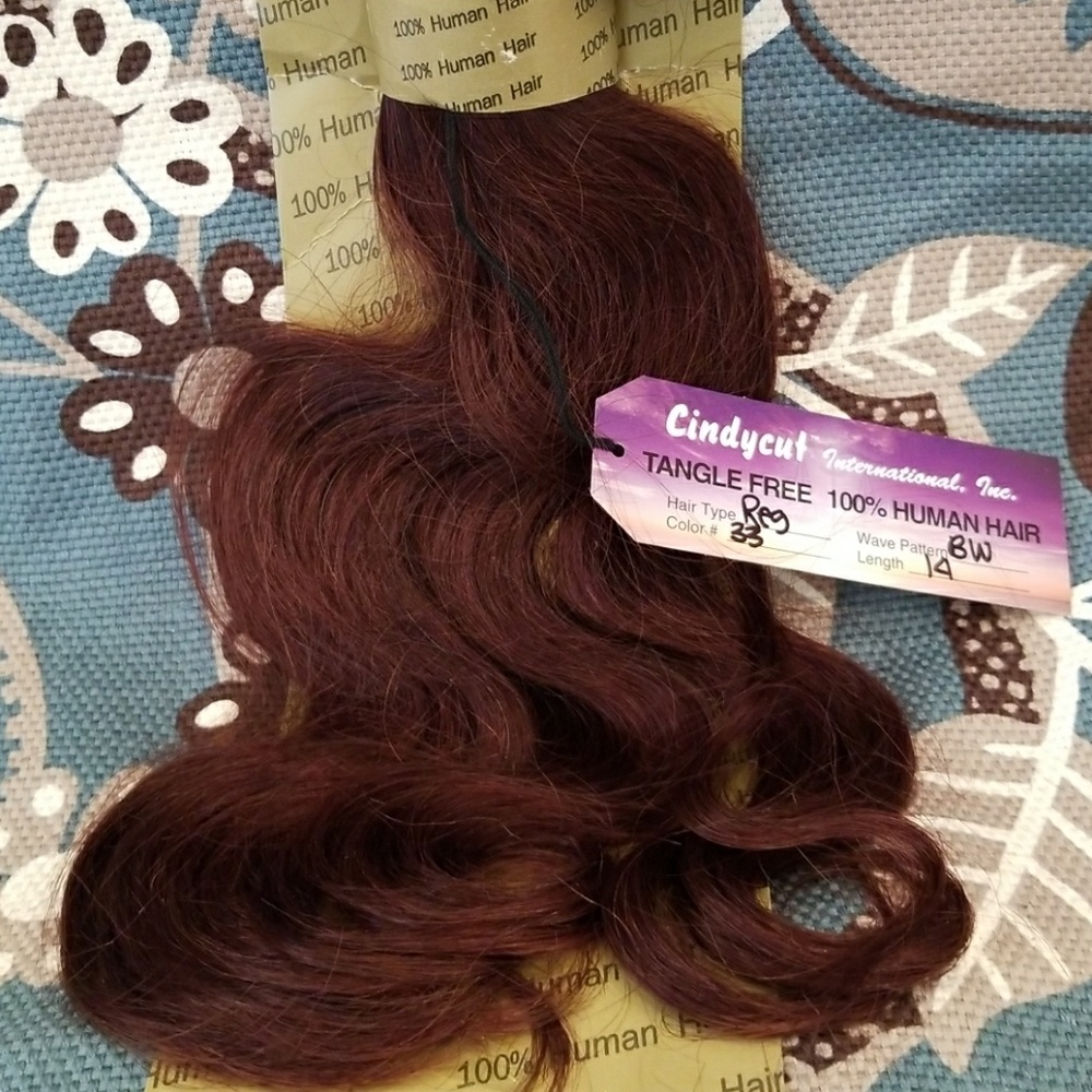Human extension hair 14" body wave color #33.